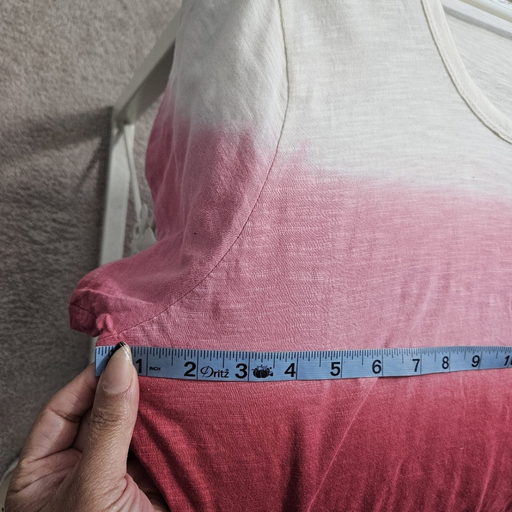 French Laundry Women’s Ombre Ruffle Hem Cotton Top Burgundy Pink Size XL - Picture 6 of 13